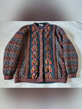 Vintage Made In Ireland Multicolor Wool Cardigan